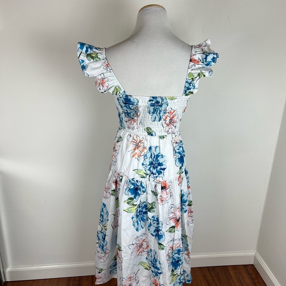 NWT Abercrombie & Fitch Ruffle Strap Smocked Floral  Midi Dress Size XS - Picture 4 of 8